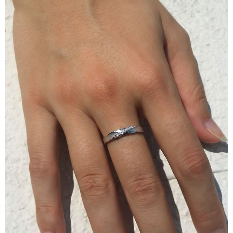 Fede Nuziale Donna Yavana - Platino e Diamanti VS/G - 5
