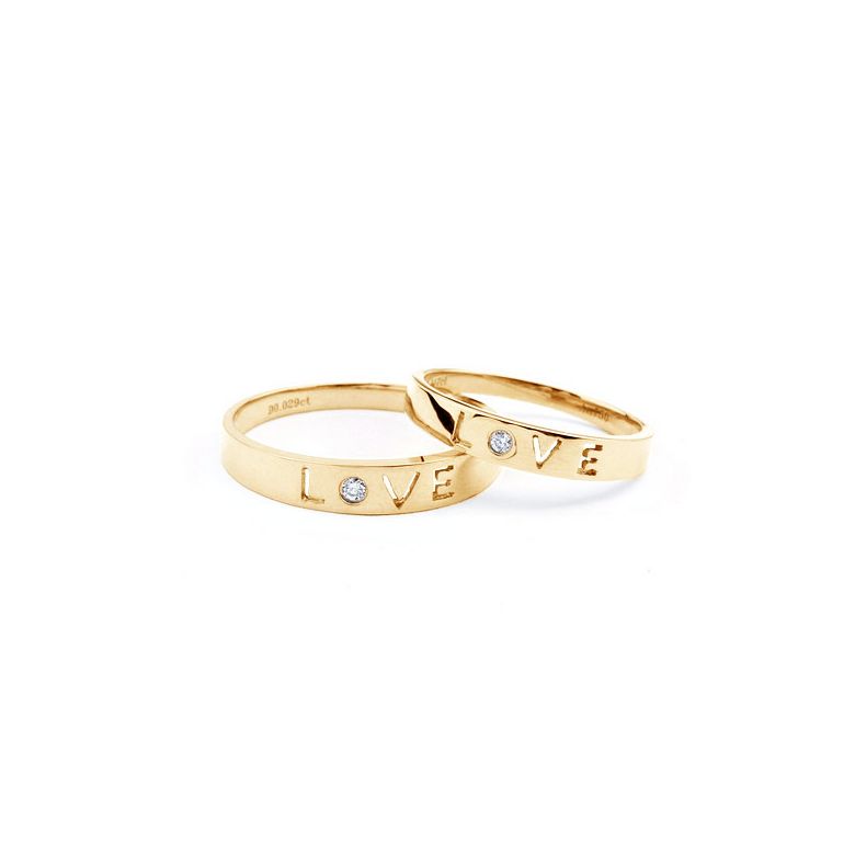 Coppia di Fedi Nuziali Love Actually & Éternity - Oro Giallo e Diamante - 3