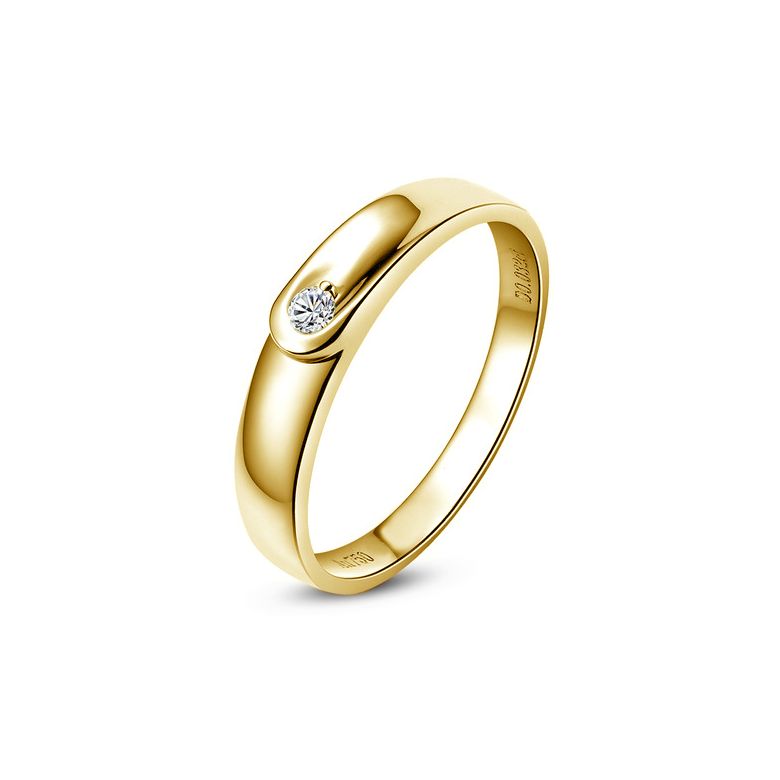 Fede Nuziale Megan da Donna - Anello in Oro Giallo e Diamante - 1