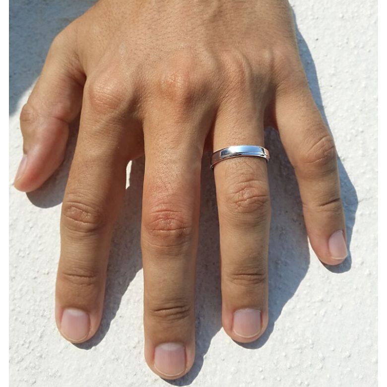 Fede Nuziale da Uomo Horizon - Oro Bianco 18kt  e Diamante - 3