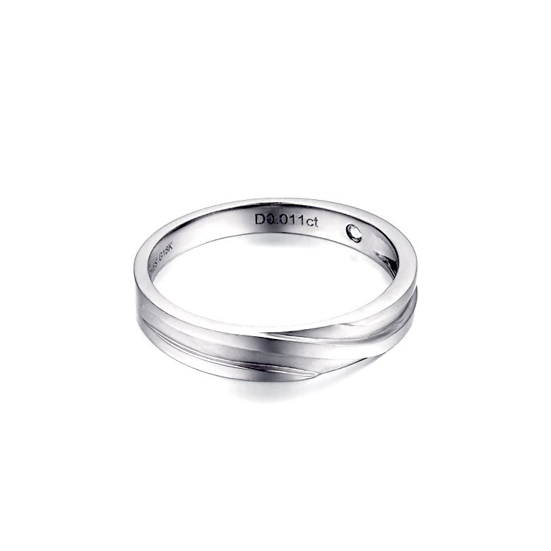 Fede Nuziale da Uomo Bhalcan - Platino e Diamante Interno - 4