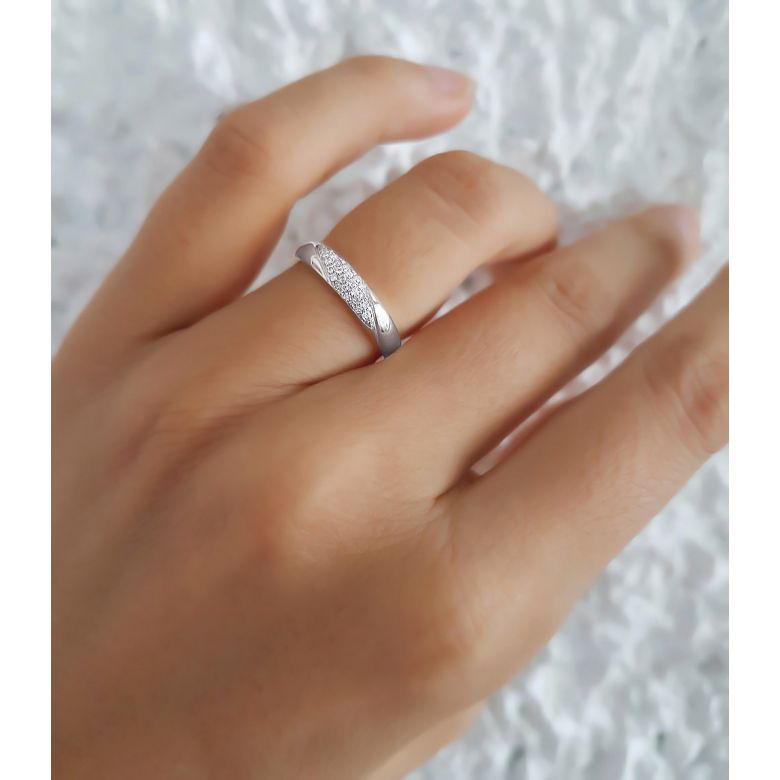 Fedi Nuziali Attorno A Me - Oro Bianco e Diamanti - 7