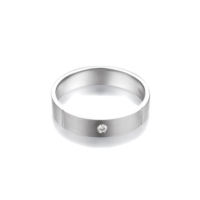 Fede Nuziale Hare - Anello Uomo Oro Bianco Lucido/Spazzolato - 3