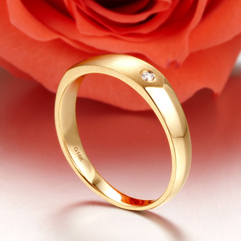 Fede Nuziale da Uomo Karasek - Oro Giallo & Diamante Interno - 5