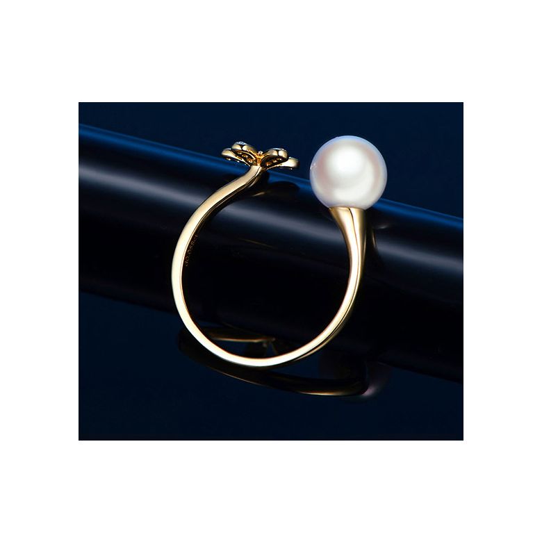 Anello Ko No Hana - Oro Giallo, Diamanti e Perla Akoya - 6
