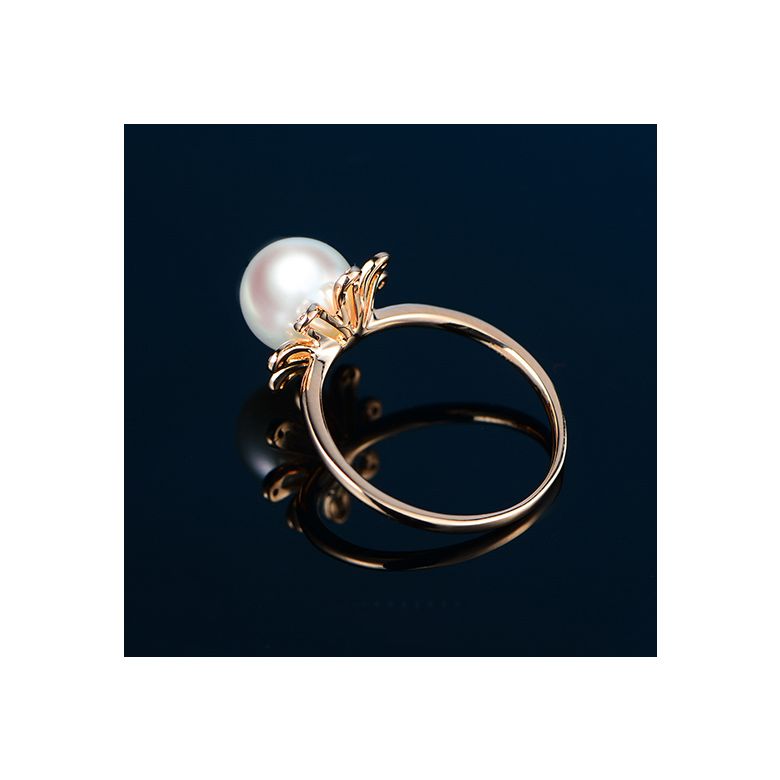 Anello Yuki No Hana - Oro Rosa, Diamanti e Perla Akoya - 8