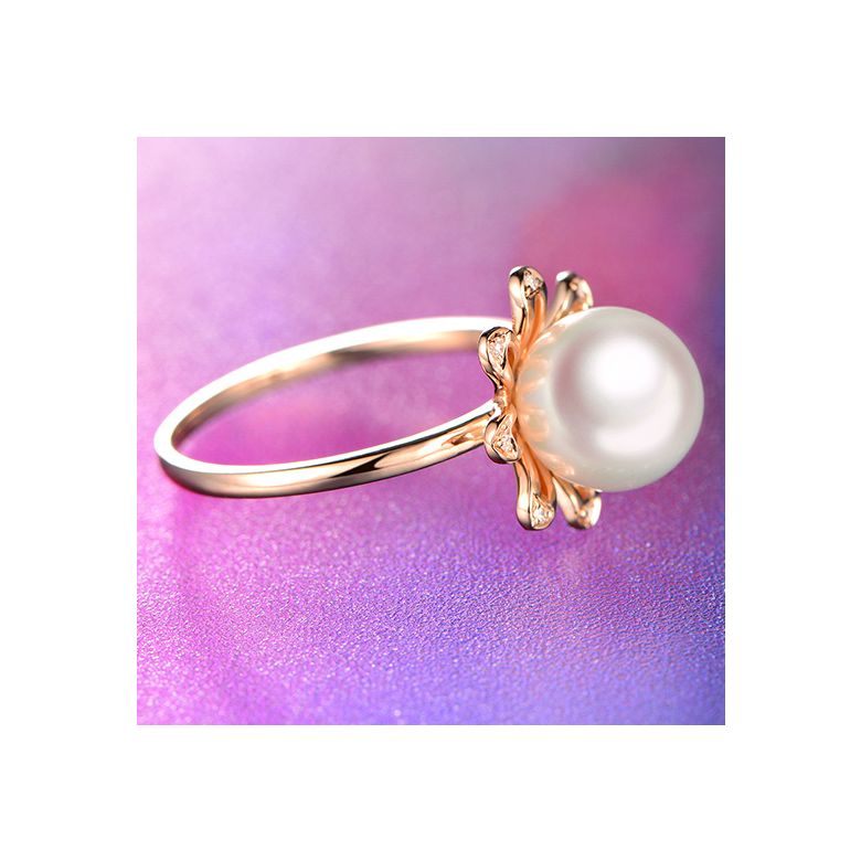 Anello Yuki No Hana - Oro Rosa, Diamanti e Perla Akoya - 6