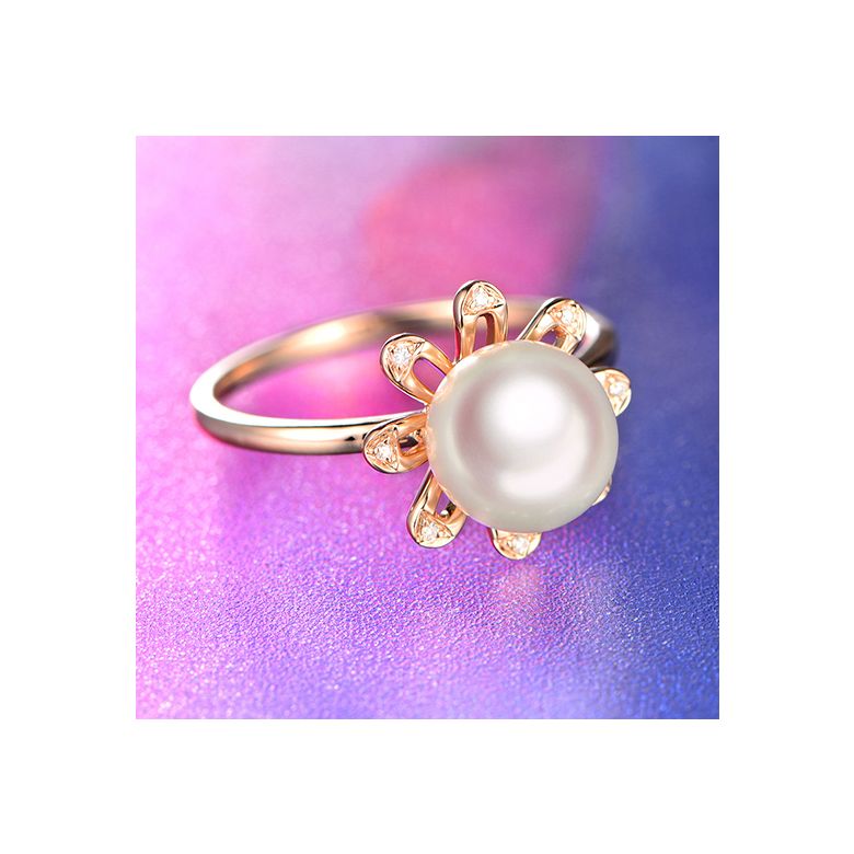 Anello Yuki No Hana - Oro Rosa, Diamanti e Perla Akoya - 5