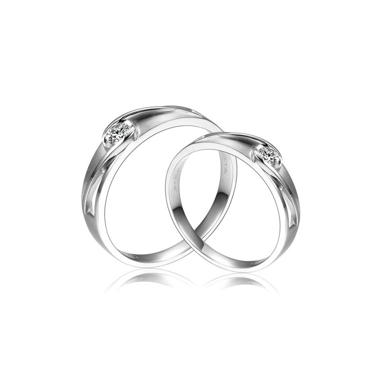 Coppia di Fedi Nuziali Joséphine & Rivage - Oro Bianco e Diamante - 1