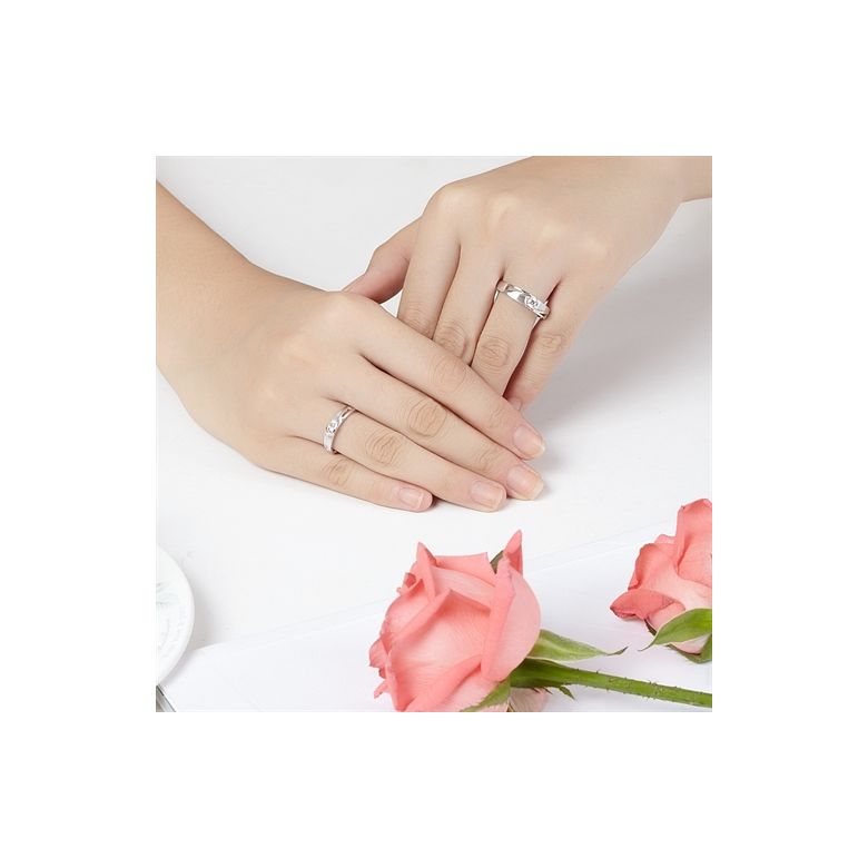 Coppia di Fedi Nuziali Joséphine & Rivage - Oro Bianco e Diamante - 4