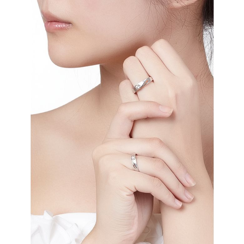 Coppia di Fedi Nuziali Joséphine & Rivage - Oro Bianco e Diamante - 3