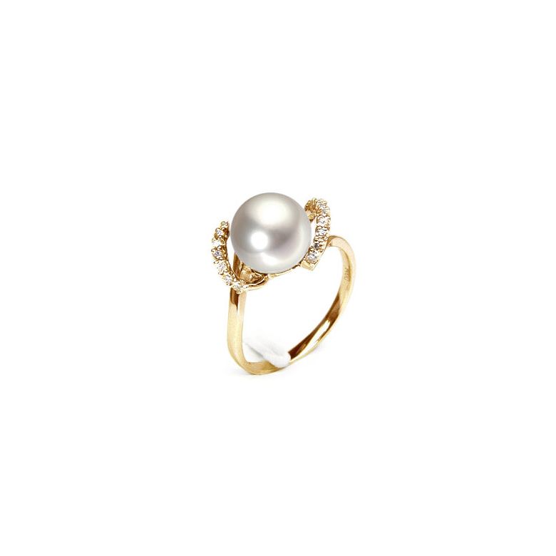 Anello Byzance - Oro Giallo 18kt, Diamanti e Perla d'Acqua Dolce - 1