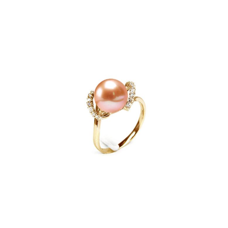Anello Byzance - Oro Giallo 18kt, Diamanti e Perla d'Acqua Dolce - 3