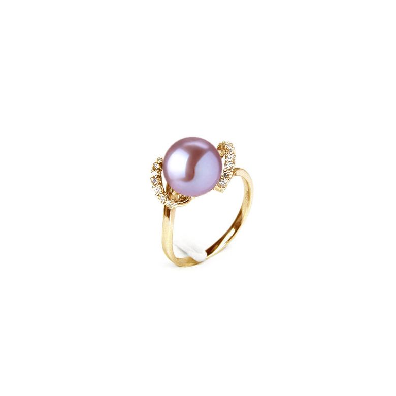 Anello Byzance - Oro Giallo 18kt, Diamanti e Perla d'Acqua Dolce - 5