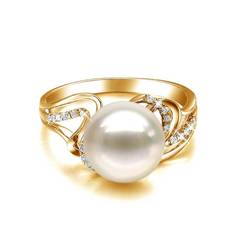 Anello Corinthe - Oro Giallo, Perla d'Acqua Dolce - 2