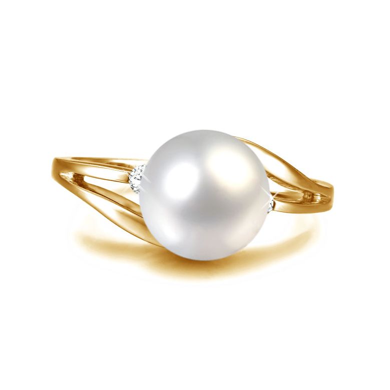 Anello Feuilles de Style - Oro Giallo 18kt e Perla d'Acqua Dolce - 3
