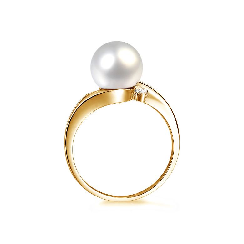 Anello Feuilles de Style - Oro Giallo 18kt e Perla d'Acqua Dolce - 2