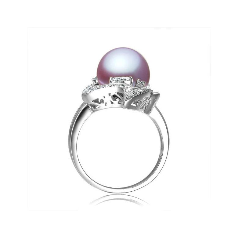 Anello Végétale - Oro Bianco, Perla d'Acqua Dolce Lavanda - 3