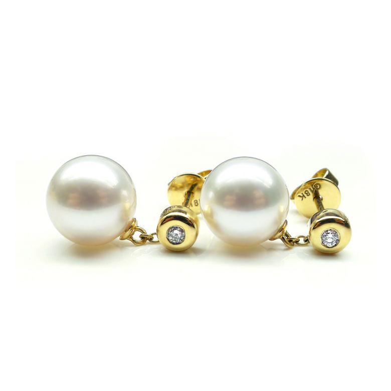 Orecchini Albrizzi - Perle d'Acqua Dolce Bianche, Oro Giallo - 3