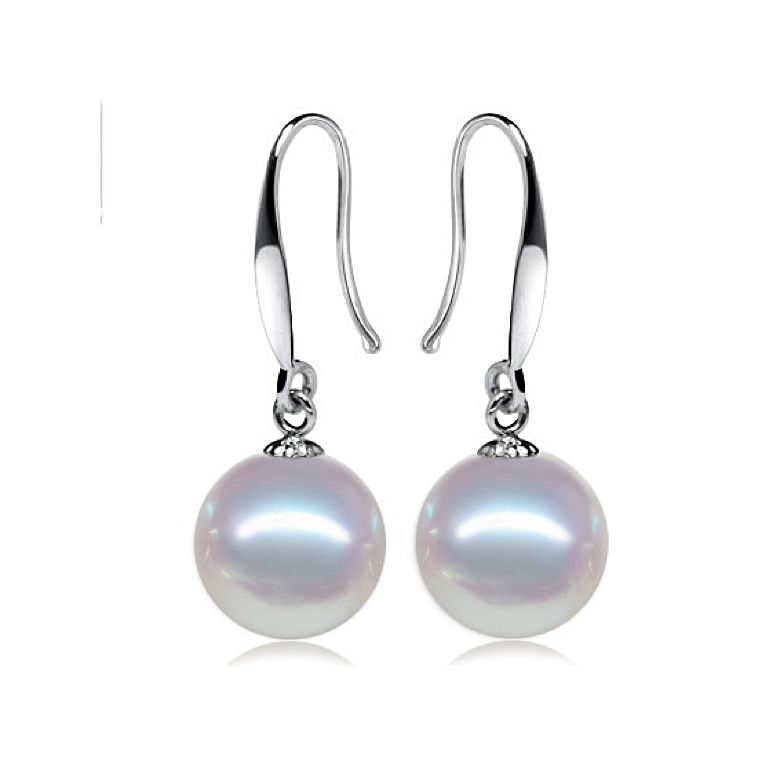 Orecchini Pendenti Crystal Kay - Perle Akoya Bianche 7/7.5mm AAA - Gancetti Oro Bianco - 1