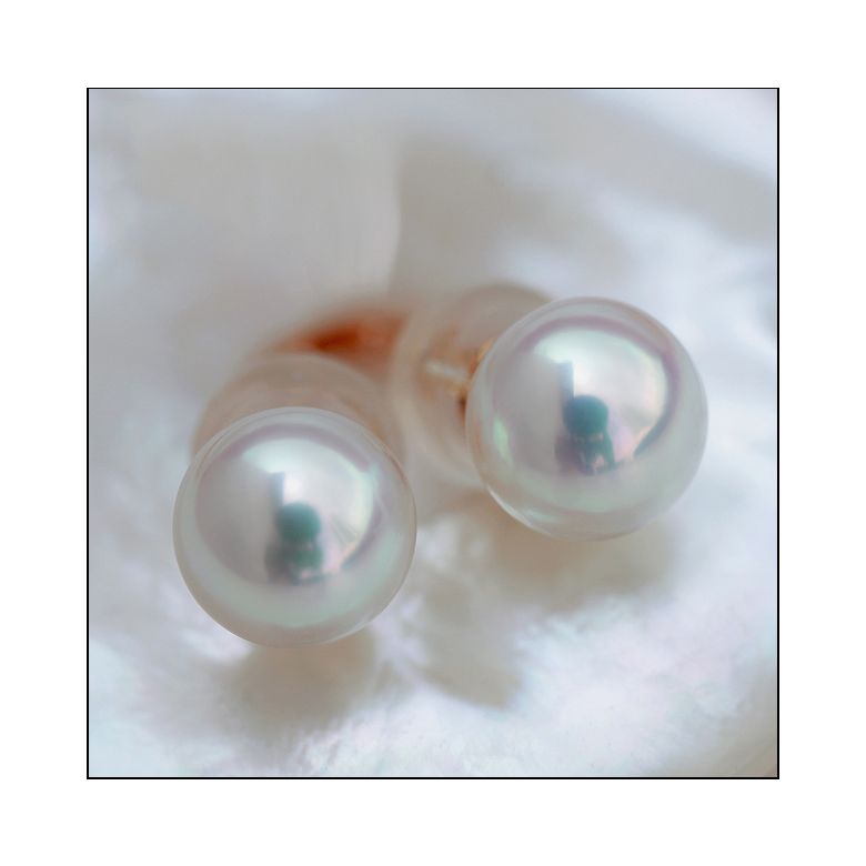 Orecchini A Lobo Aki - Perle Akoya Bianche 7/7.5mm GEMMA - Farfalla Oro Giallo - 2