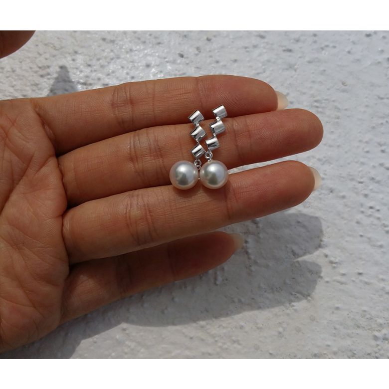 Orecchini Pendenti Erika - Perle Akoya Bianche 7/7.5mm GEMMA - Farfalla Oro Bianco - 4