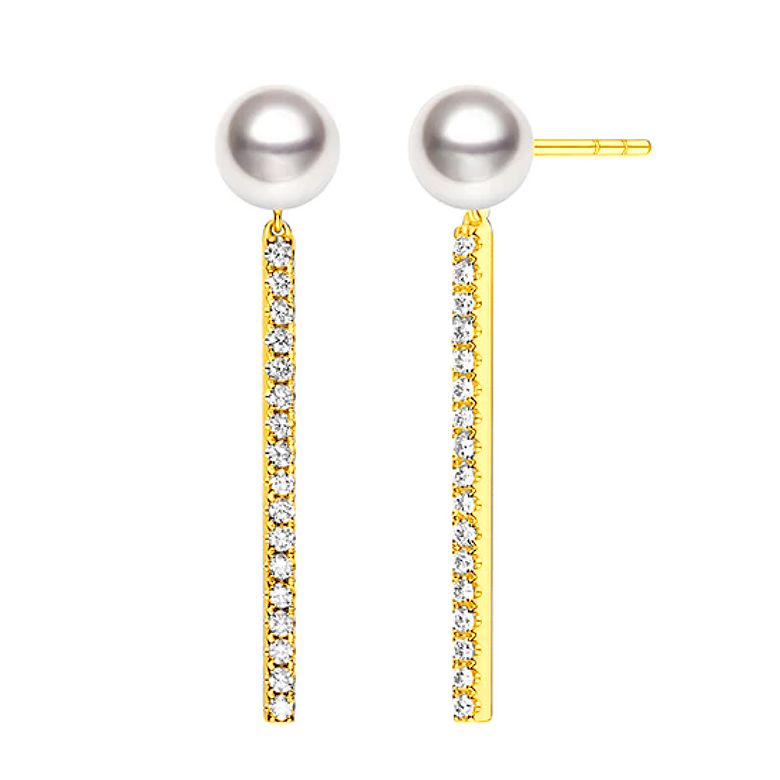 Orecchini Pendenti Rêverie - Oro Giallo, Diamanti & Perle Akoya - 2
