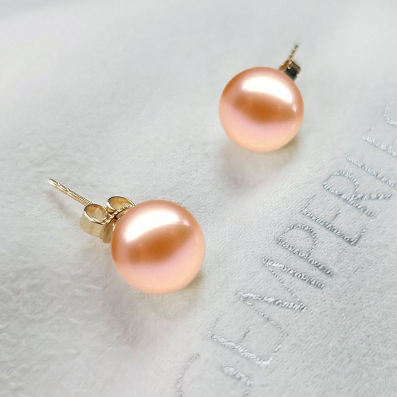 Orecchini Vesta - Perle d'Acqua Dolce Bianche 9/9.5mm AAA - A Lobo Oro Giallo - 11