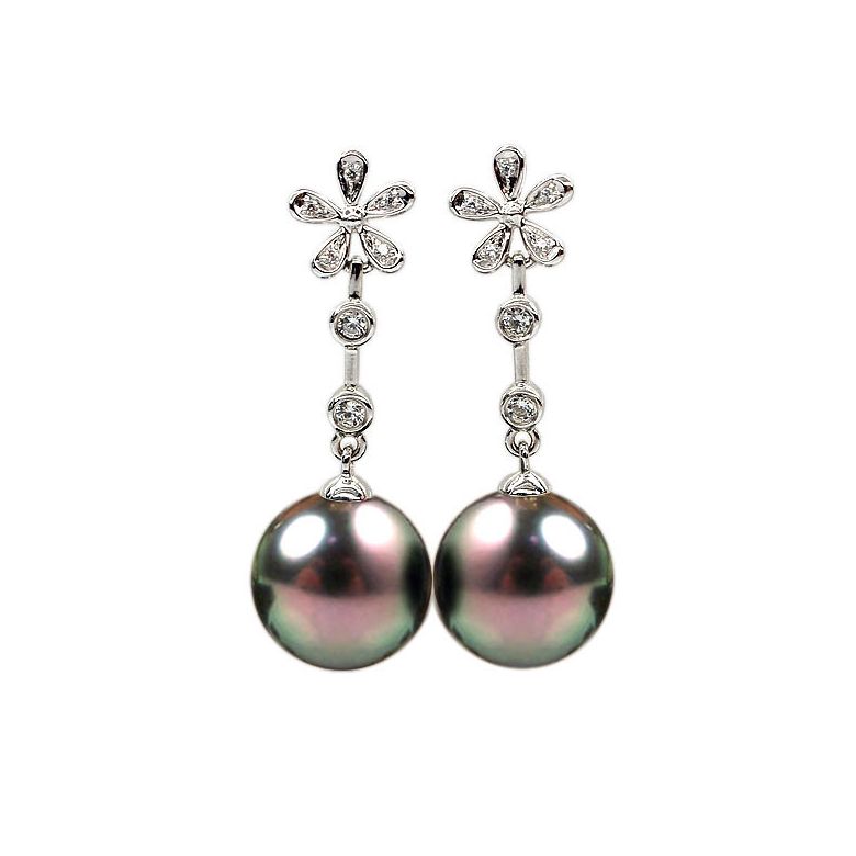 Orecchini Catenelle Nosy Be - Perle di Tahiti, Oro Bianco - 1