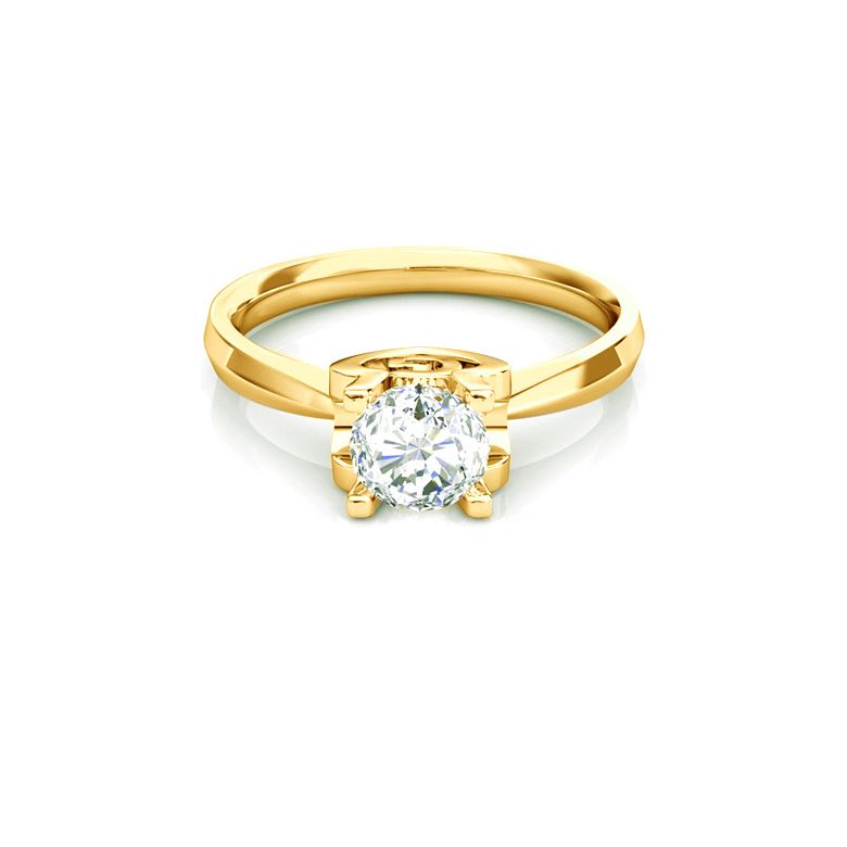 Anello Solitario Lettera Alfabeto G - Oro Giallo e Diamante | Gemperles - 2