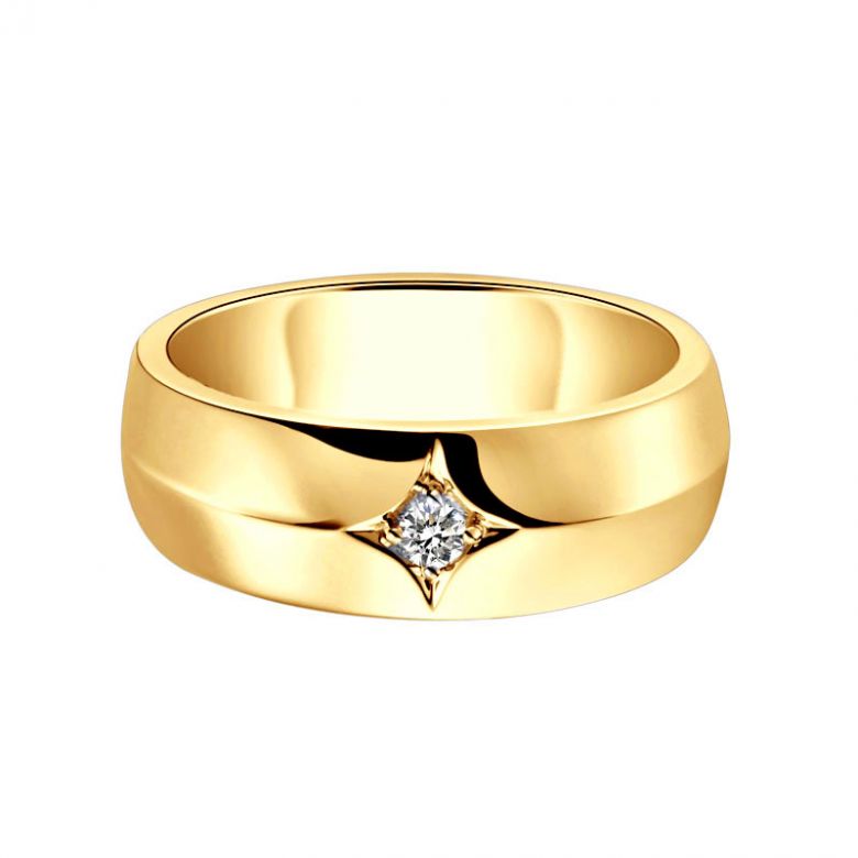 Anello per Uomo in Oro giallo 18ct. Diamante centrale | Borgia - 3