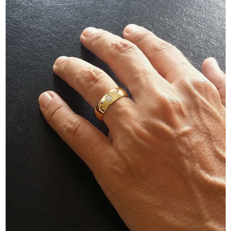 Anello per Uomo in Oro giallo 18ct. Diamante centrale | Borgia - 2