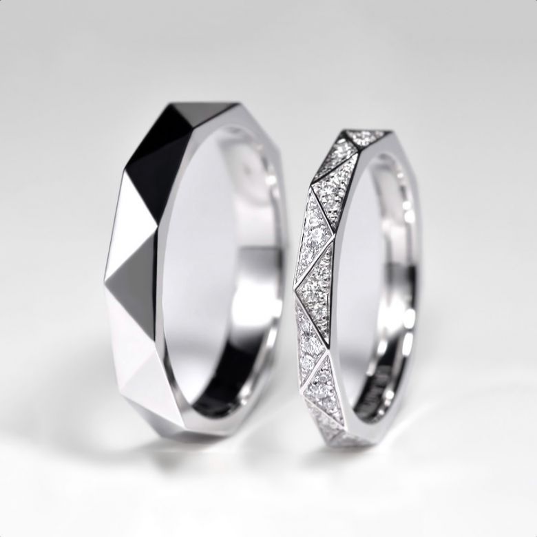 Anello Uomo Triangulaire - Oro Bianco Finitura Lucida - 4