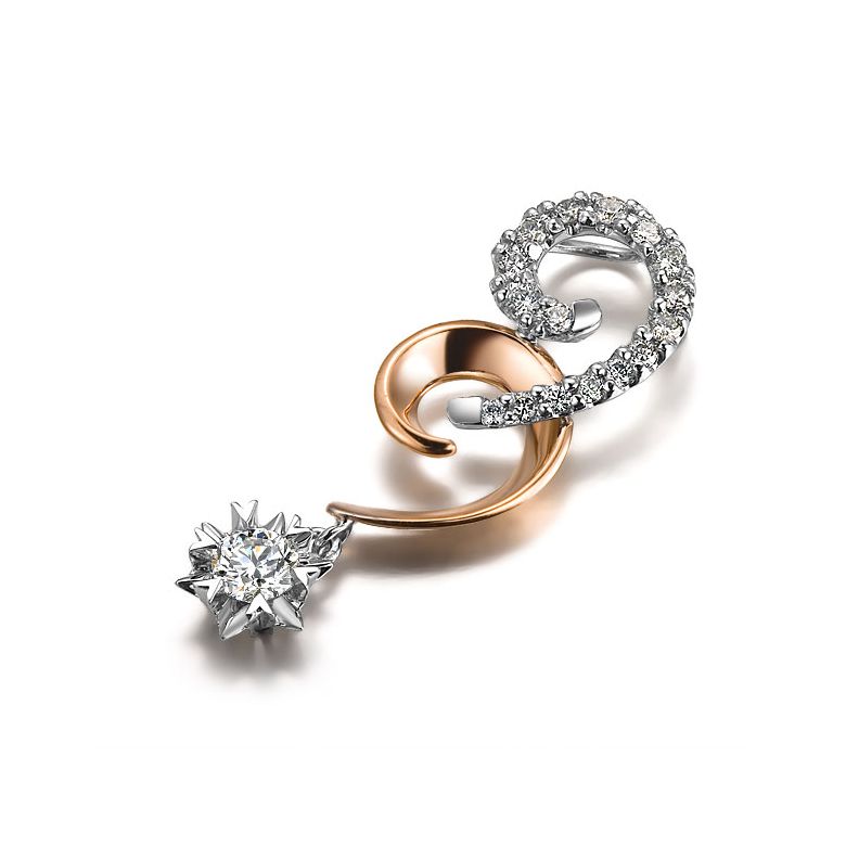 Ciondolo 99 - Oro bianco e rosa - Diamanti 0.300ct - 2