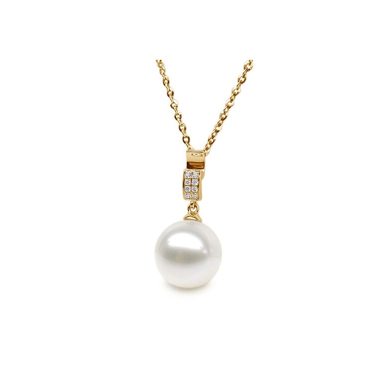 Ciondolo Xilo - Oro Giallo, Perla d'Acqua Dolce e Diamanti - 2