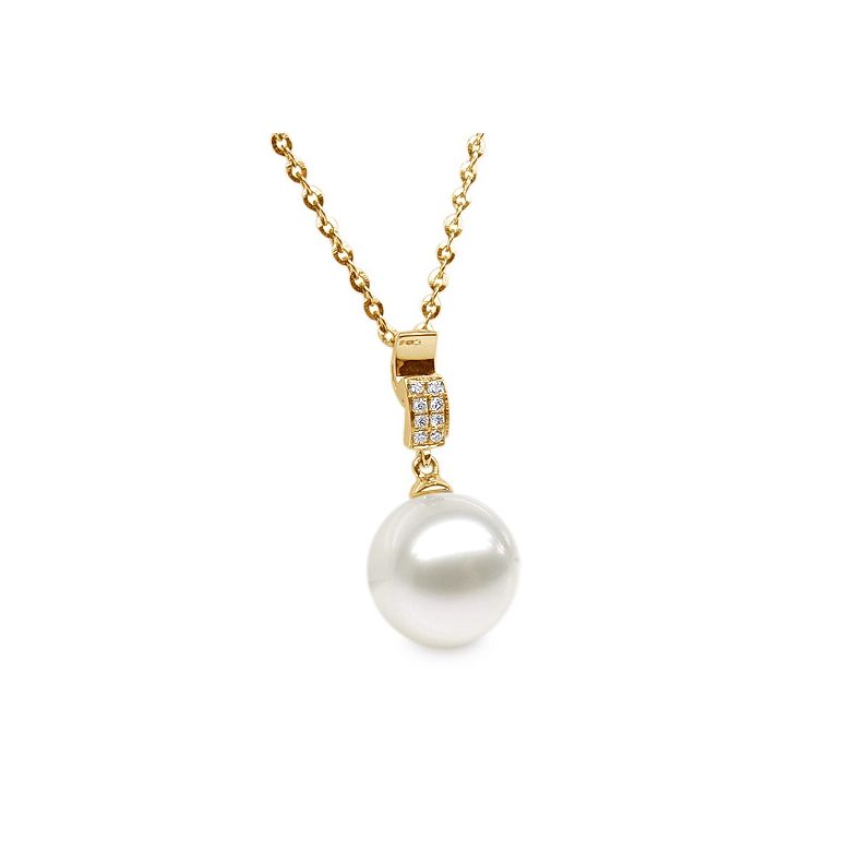 Ciondolo Xilo - Oro Giallo, Perla d'Acqua Dolce e Diamanti - 1
