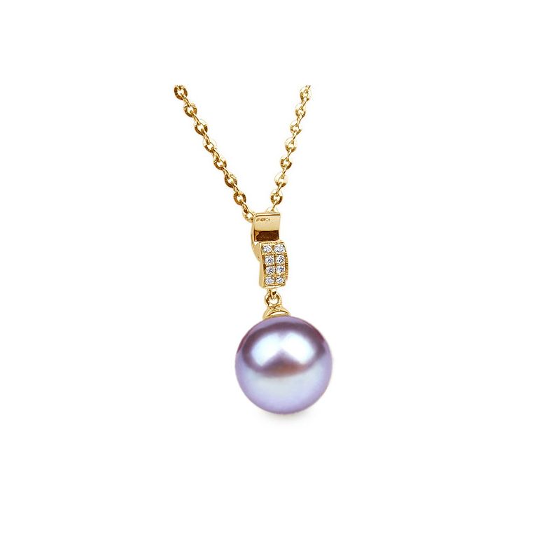 Ciondolo Xilo - Oro Giallo, Perla d'Acqua Dolce e Diamanti - 9