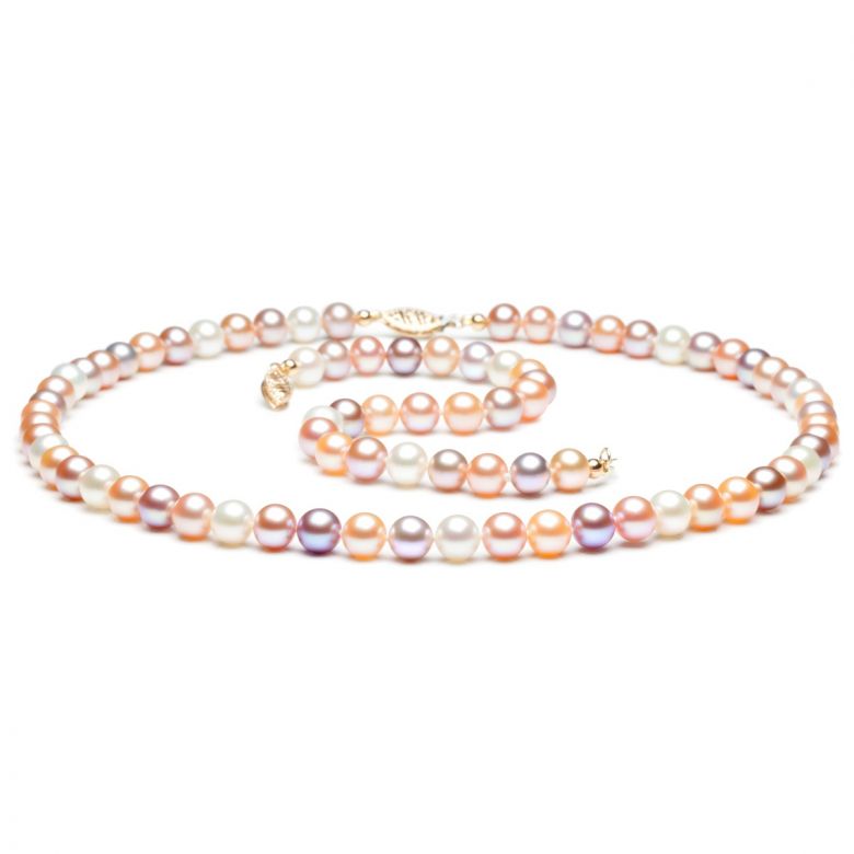 Parure Perle Miste Capucine - Collana e Braccialetto 6.5/7mm - 1