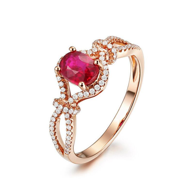 Anello Giardino Segreto - Oro Rosa, Rubino Birmania & Diamanti - 1