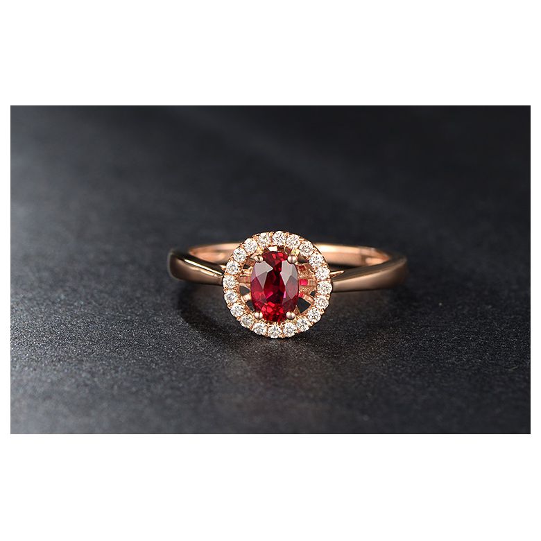 Anello Di Fidanzamento Portami Via - Oro Rosa, Diamanti & Rubino Birmano - 4