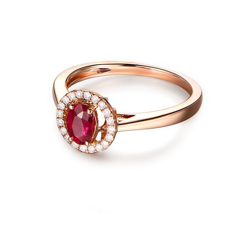Anello Di Fidanzamento Portami Via - Oro Rosa, Diamanti & Rubino Birmano - 6