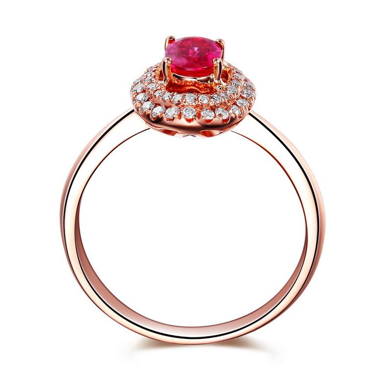 Anello di Fidanzamento Nasride - Oro Rosa, Rubino Ovale & Diamanti - 2