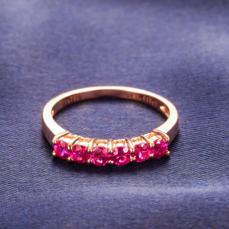 Anello Fidelina - Oro Rosa e Riviera Mezzo Giro di Rubini - 5