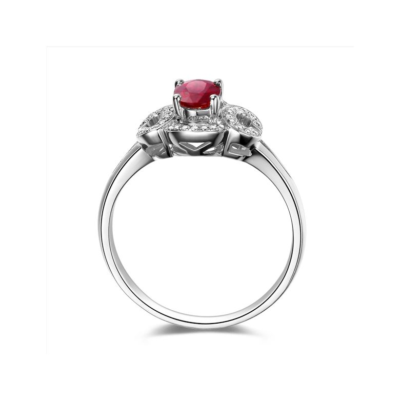 Anello Affection - Oro Bianco, Rubino Ovale & Diamanti - 2