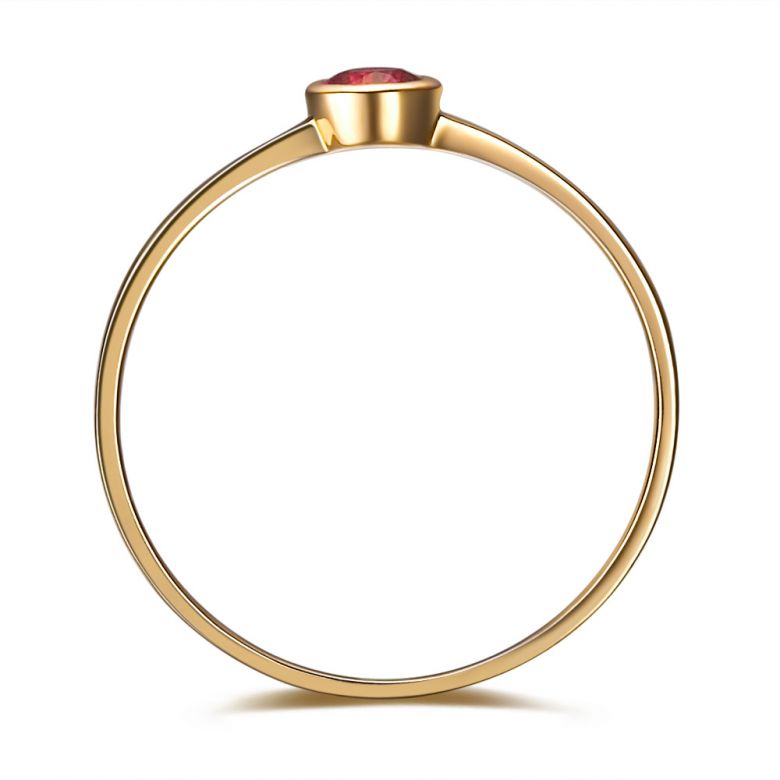 Anello di Fidanzamento - Oro Giallo & Rubino Birmano Solitario - 4