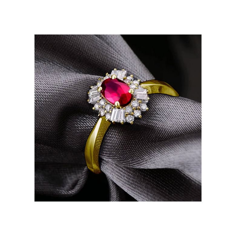 Anello Di Fidanzamento Erebe - Oro Giallo, Diamanti & Rubino Birmano - 3