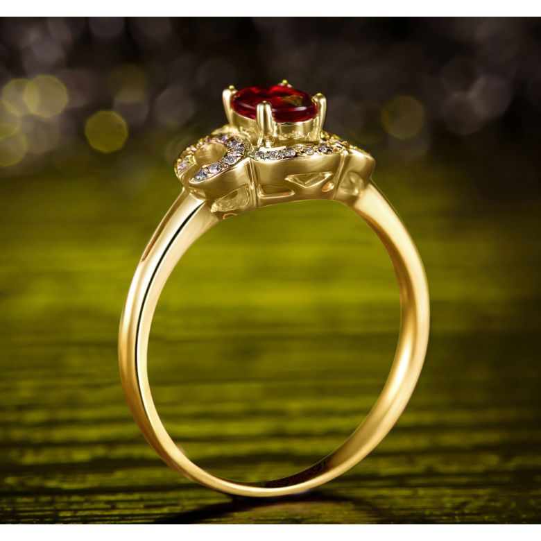 Anello Affection - Oro Giallo, Rubino Ovale & Diamanti - 3