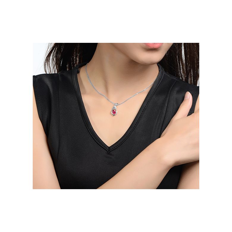 Ciondolo con rubino da 1 carato - Diamanti taglio brillante - 2