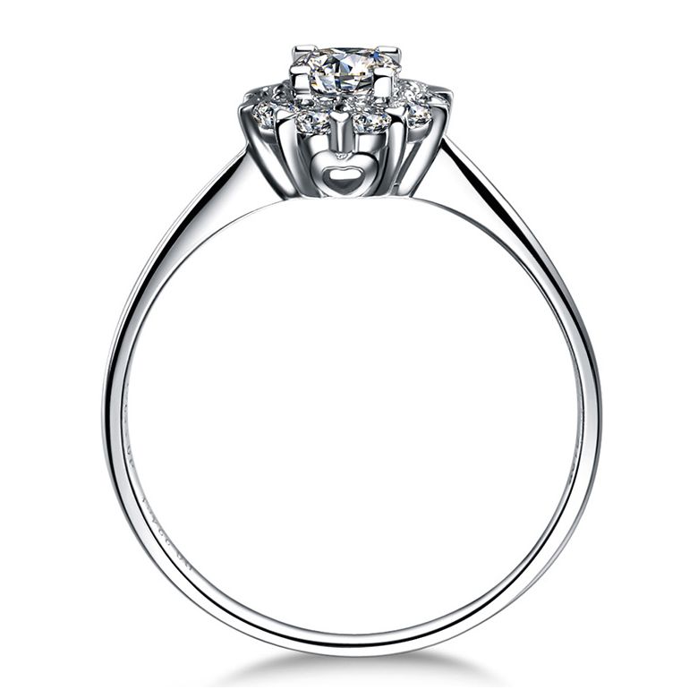 Anello Solitario Composto Cuore Screziato - Platino & Diamanti | Gemperles - 9