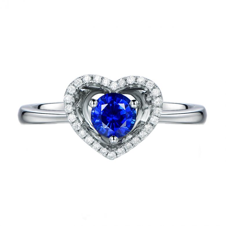 Anello Love Me Tender - Oro Bianco, Diamanti & Zaffiro Blu - 6